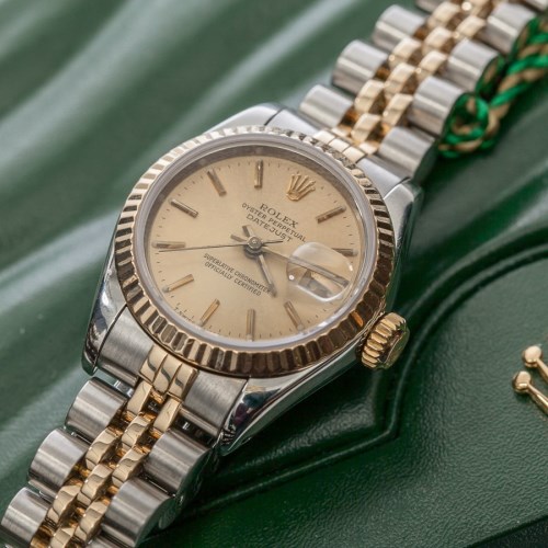 Lot 894 - LADY'S BI-COLOUR ROLEX OYSTER PERPETUAL...