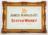 Lot 1090 - JAMES AINSLIE & CO WHISKY MIRROR Framed whisky...