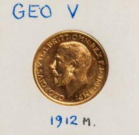 Lot 1798 - GEORGE V FULL SOVEREIGN DATED 1912