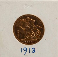 Lot 1801 - GEORGE V FULL SOVEREIGN DATED 1913