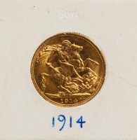 Lot 1802 - GEORGE V FULL SOVEREIGN DATED 1914