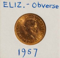 Lot 1803 - ELIZABETH II FULL SOVEREIGN DATED 1957