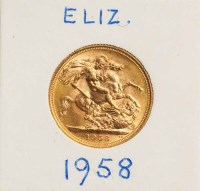 Lot 1804 - ELIZABETH II FULL SOVEREIGN DATED 1958