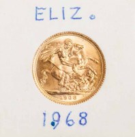 Lot 1809 - ELIZABETH II FULL SOVEREIGN DATED 1968