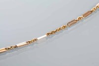 Lot 1987 - GOLD CHAIN NECKLACE rope and bar links, marked...