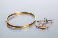 Lot 1993 - NINE CARAT GOLD BANGLE hallmarked nine carat...