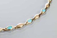 Lot 1999 - TURQUOISE SET BRACELET set with oval cabochon...