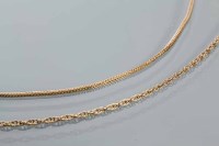 Lot 2004 - TWO GOLD CHAINS one marked 375, the other...