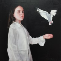 Lot 2133 - GERARD BURNS, ANGEL oil on canvas, signed 60cm...