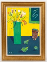 Lot 2209 - JOHNSTONE, STILL LIFE OF FLOWERS & PEARS...