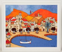 Lot 2214 - * IAIN CARBY, THE GREEK HARBOUR oil on canvas,...