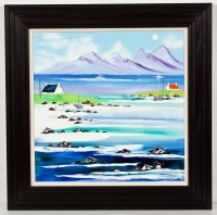 Lot 2226 - JOHN DAMARI, WEE CROFTS ISLE OF MULL oil on...
