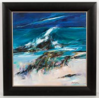 Lot 2229 - SHELAGH CAMPBELL, STORM OFF BERNERAY acrylic...