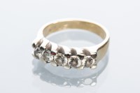Lot 2030 - DIAMOND FIVE STONE RING set with five...