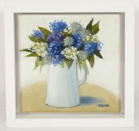 Lot 2399 - LYNNE JOHNSTONE, JUG OF HYACINTHS oil on...