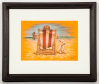 Lot 2479 - * GRAHAM MCKEAN, DAY AT THE BEACH pastel and...