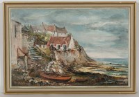 Lot 2240 - * MAY HUTCHISON, HOUSES AT ST MONANS oil on...