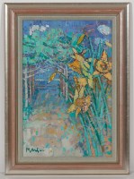 Lot 2319 - DONALD MANSON, DAFFODIL LANE TO THE SEA oil on...