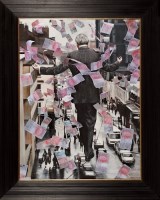 Lot 2338 - * GERARD BURNS, MAN ON WIRE oil and collage on...