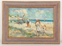 Lot 2424 - * MICHAEL D'AGUILAR, DAY AT THE BEACH oil on...