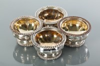 Lot 302 - MATCHED SET OF FOUR SILVER SALT CELLARS three...