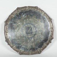 Lot 360 - LARGE GEORGE III SILVER SALVER maker possibly...