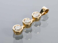 Lot 2112 - DIAMOND THREE STONE PENDANT set with three...