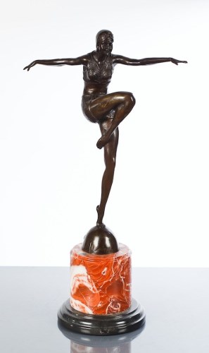 Lot 740 - ART DECO BRONZE FIGURE by J.Philippe, modelled...