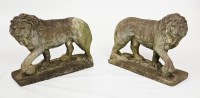 Lot 745 - PAIR OF CAST CONCRETE GARDEN LION FIGURES...