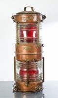Lot 750 - LARGE COPPER AND BRASS 'METEORITE' SHIP'S LAMP...