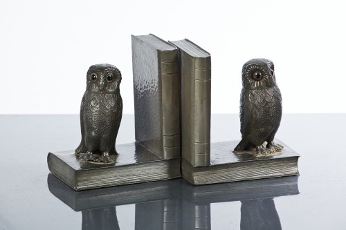 Lot 763 - PAIR OF ARTS & CRAFTS PEWTER BOOKENDS each...