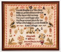 Lot 767 - TWO FRAMED VICTORIAN SAMPLERS the smaller...