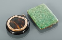 Lot 768 - ART DECO STAINED GREEN SHAGREEN MATCH CASE 6cm...