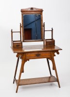 Lot 787 - ARTS & CRAFTS OAK WARDROBE AND DRESSING TABLE...