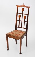 Lot 792 - ART NOUVEAU MARQUETRY ROSEWOOD SIDE CHAIR with...
