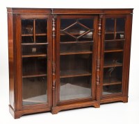 Lot 797 - EARLY 20TH CENTURY OAK BREAKFRONT BOOKCASE...