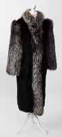 Lot 800 - GREY FOX AND MINK COAT with fox sleeves and...