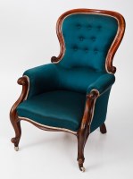 Lot 816 - VICTORIAN MAHOGANY BUTTONBACK ARMCHAIR 101cm high