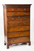 Lot 825 - GEORGE III MAHOGANY SECRETAIRE CHEST with two...