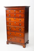 Lot 826 - GEORGE III MAHOGANY SECRETAIRE CHEST with two...