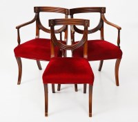 Lot 828 - SET OF EIGHT REGENCY STYLE MAHOGANY DINING...