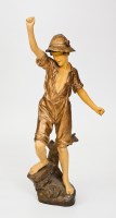 Lot 458 - GOLDSCHEIDER FIGURE OF A FISHER BOY modelled...