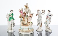 Lot 466 - MEISSEN STYLE FIGURE GROUP modelled as four...
