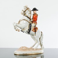 Lot 485 - VIENNA PORCELAIN REARING HORSE AND RIDER...