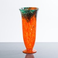 Lot 505 - MONART GLASS VASE in orange and yellow tones...