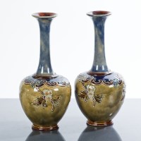 Lot 528 - PAIR OF ROYAL DOULTON VASES of shouldered...