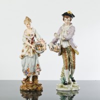 Lot 534 - LATE 19TH CENTURY DRESDEN FIGURES modelled as...