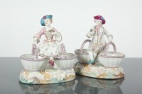 Lot 535 - PAIR OF 18TH CENTURY MEISSEN FIGURAL SALTS...