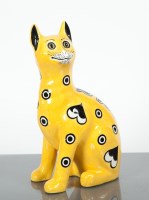 Lot 543 - GRISELDA HILL POTTERY CAT with black and white...