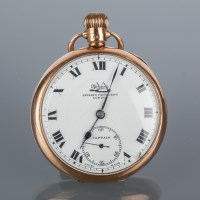 Lot 1574 - NINE CARAT GOLD OPEN FACED POCKET WATCH the...